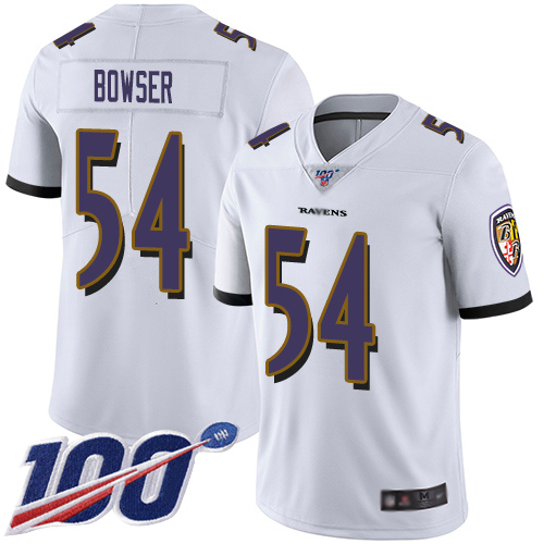 Baltimore Ravens Limited White Men Tyus Bowser Road Jersey NFL Football 54 100th Season Vapor Untouchable